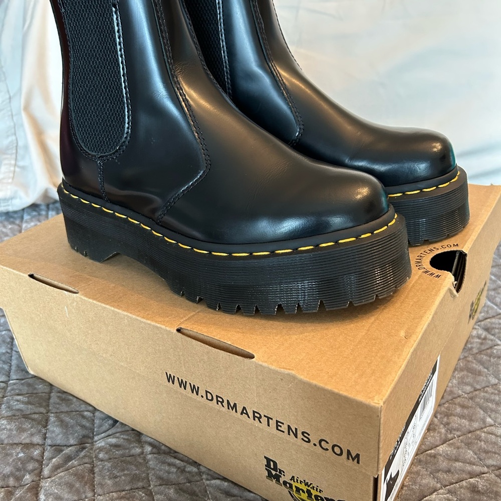 Dr. Martens Black 2976 Quad polished smooth.